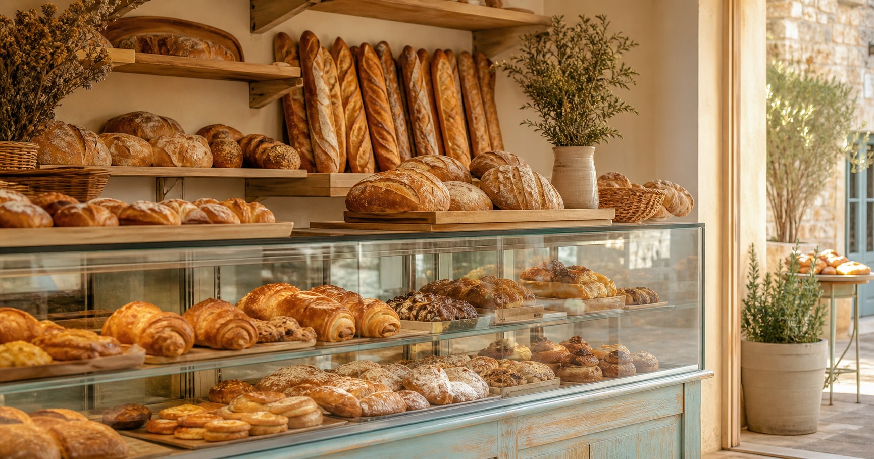 Panadería local con productos recién horneados